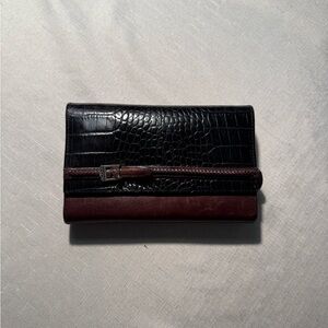 Brighton Black and Brown Croc-Embossed Clutch